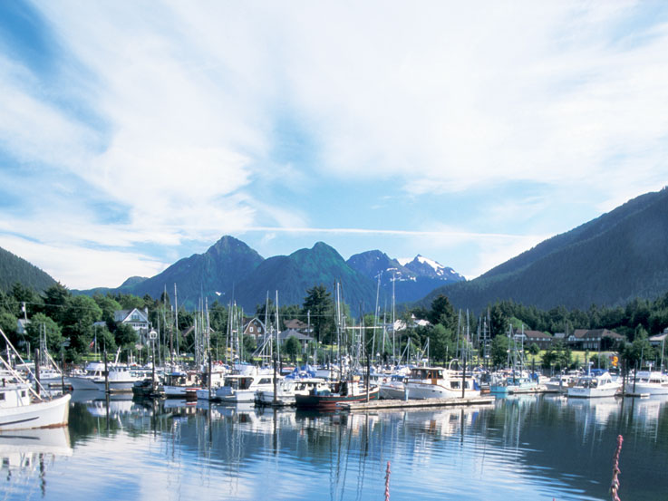 View of harbor in Sitka, Alaska