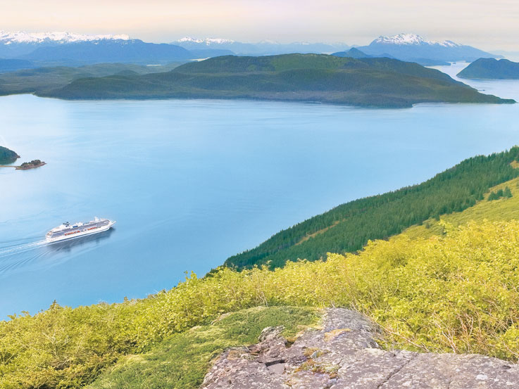 View of ship sailing in Haines, Alaska